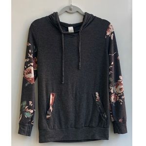 Brenda’s Grey & Floral Sleeve Hoodie S
